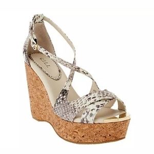 G.I.L.I. Patent Leather Ferrara Cork Wedge Heels